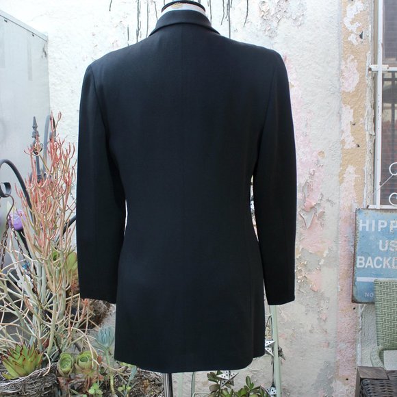Vintage Versace Complice Black Double Breasted Blazer 1980's Sz 6 Wool Viscose - Picture 2 of 9